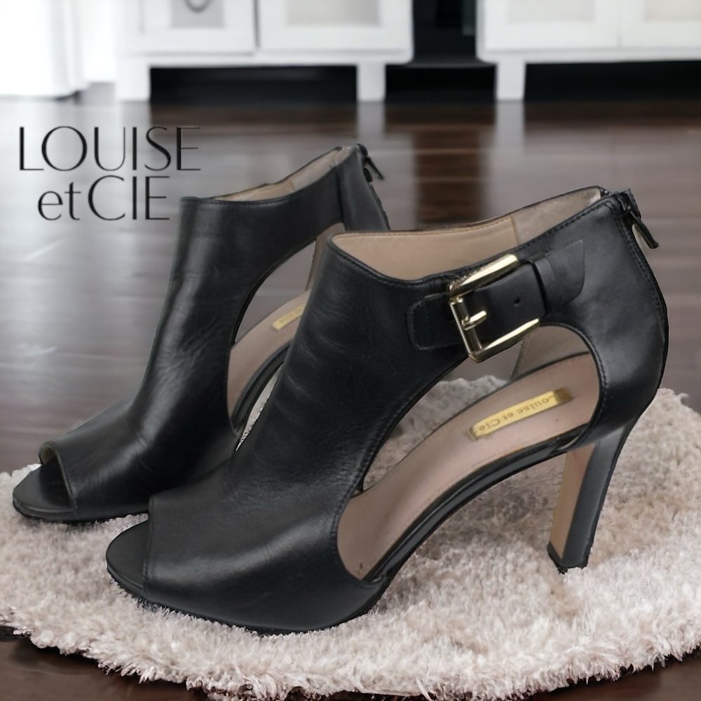 Black Open Toe Ankle Booties Louise & Cie size: 9.5